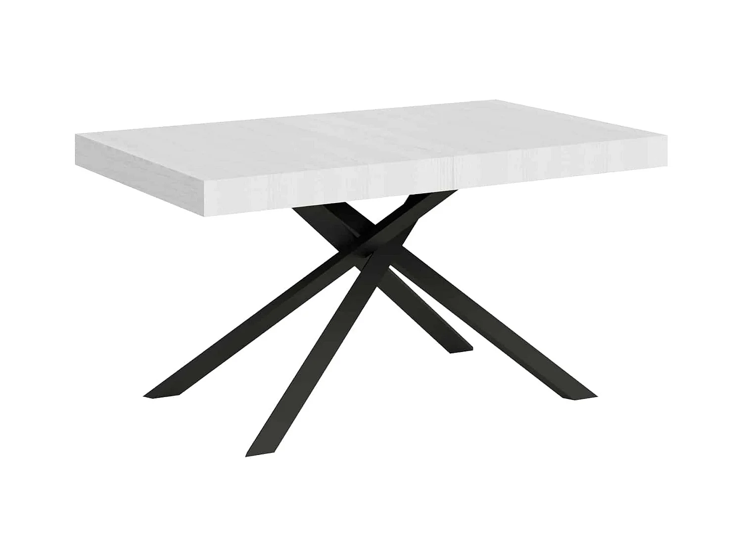 Table extensible 80x140/224 cm Karida frêne blanc pieds anthracite