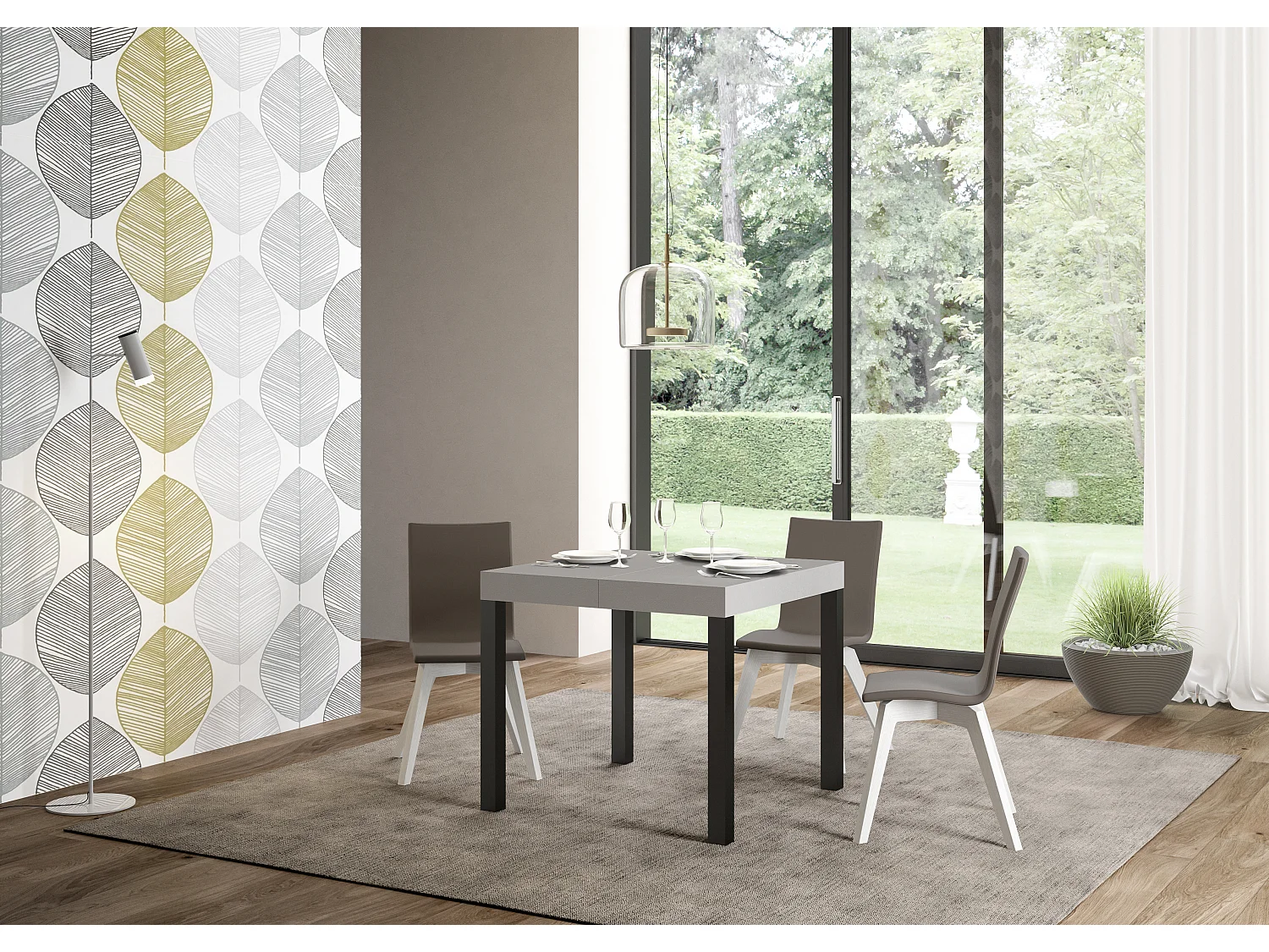 Uitschuifbare tafel 90/246x90 cm Everyday kasjmier antraciet poten