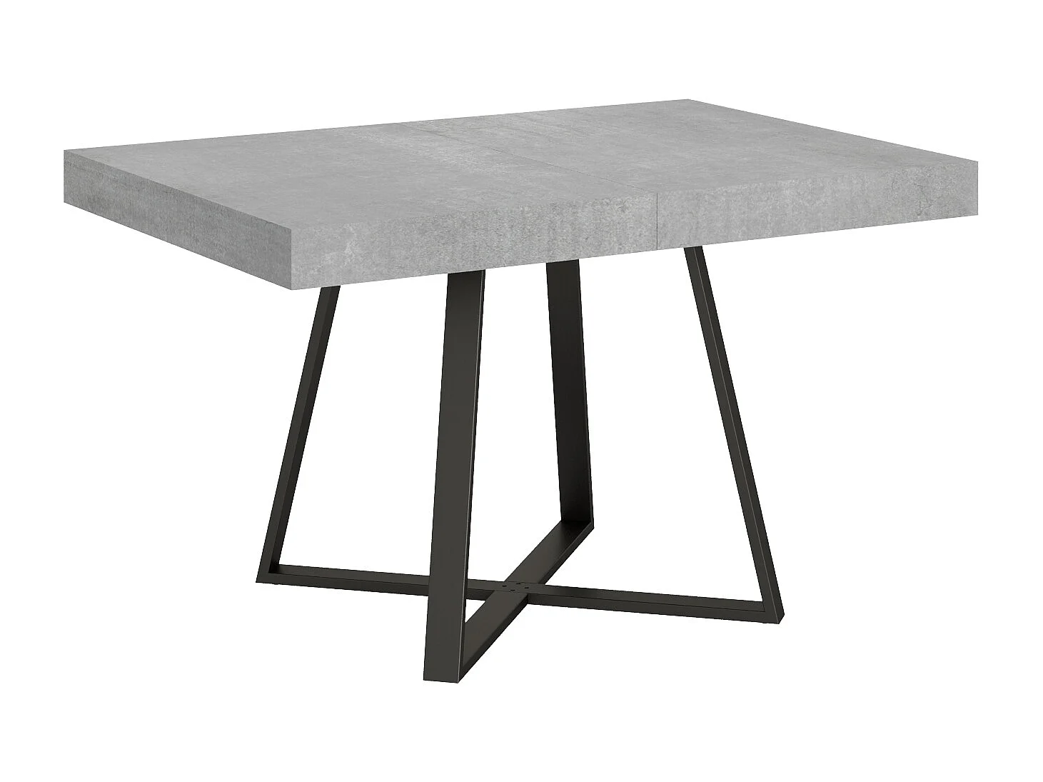 Table extensible 130/390x90 cm Abbraccio effet gris béton pieds anthracite