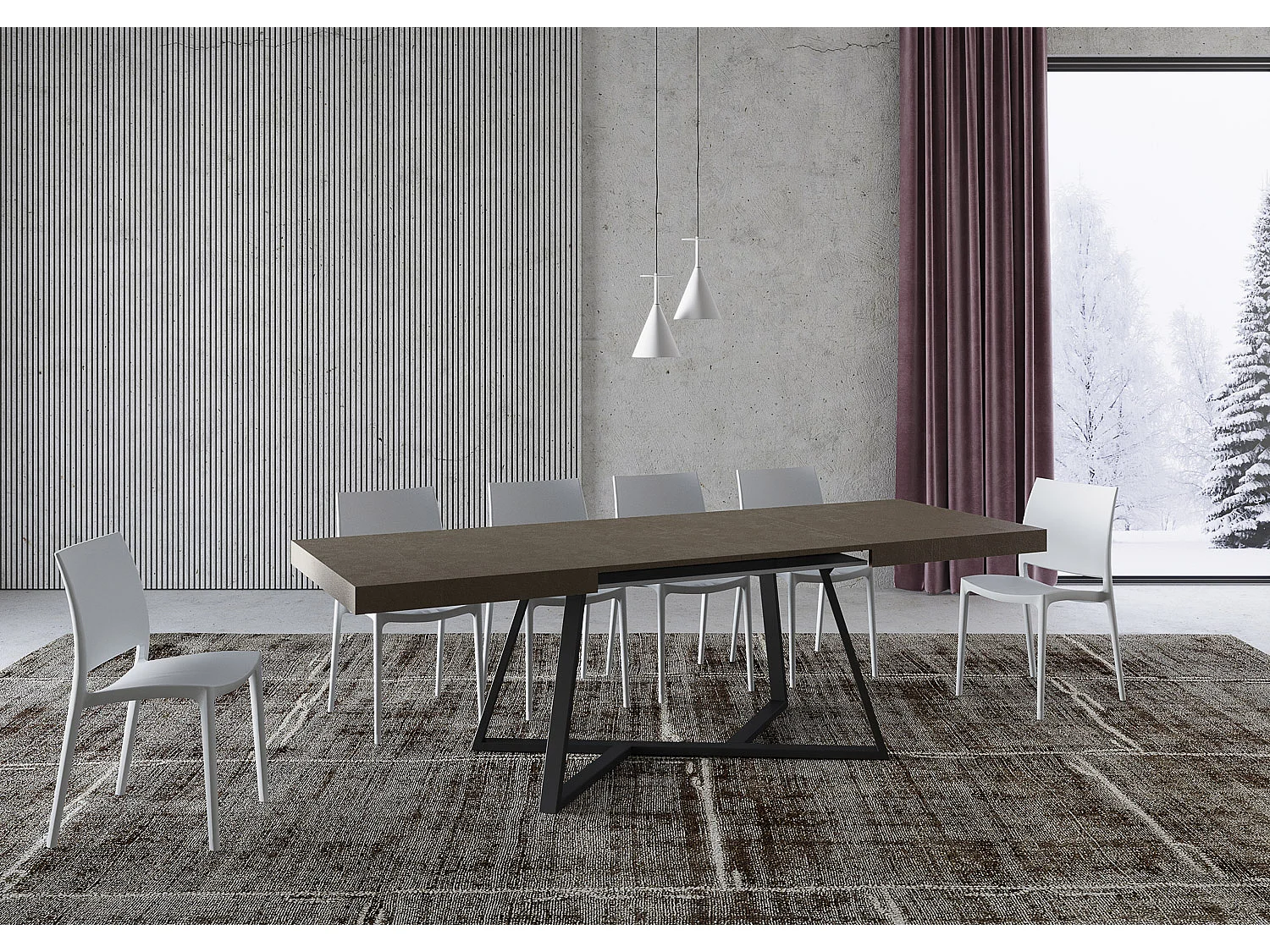 Table extensible 140/244x90 cm Booster taupe pieds anthracite