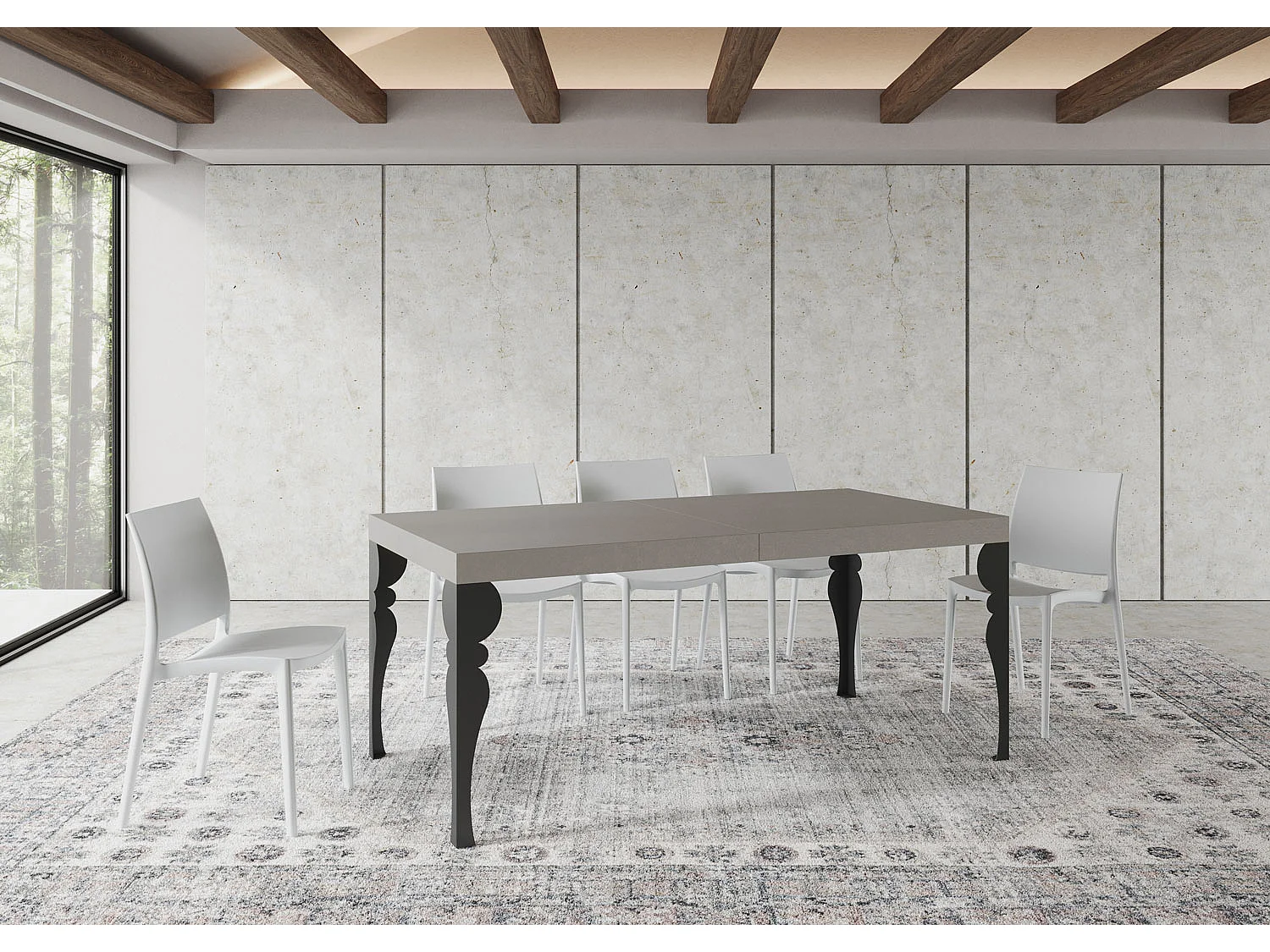 Paxon Cashmere ausziehbarer Tisch 180/284x90 cm mit anthrazitfarbenen Beinen