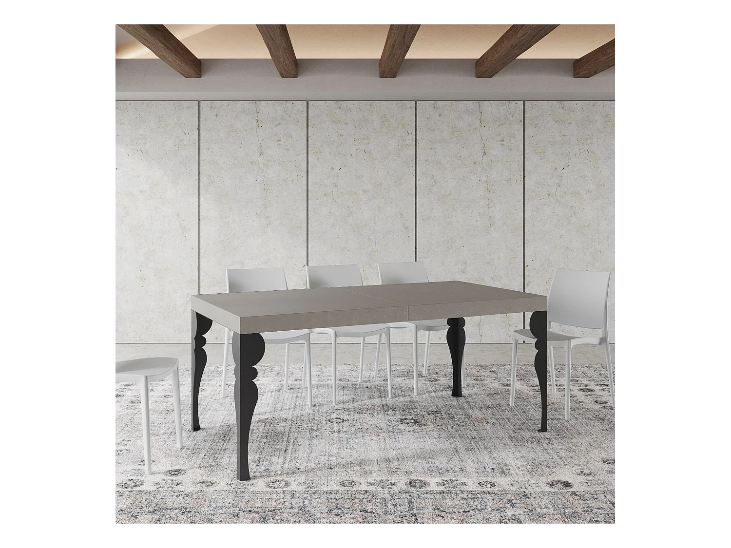 Table extensible 90x180/284 cm Paxon cachemire pieds anthracite