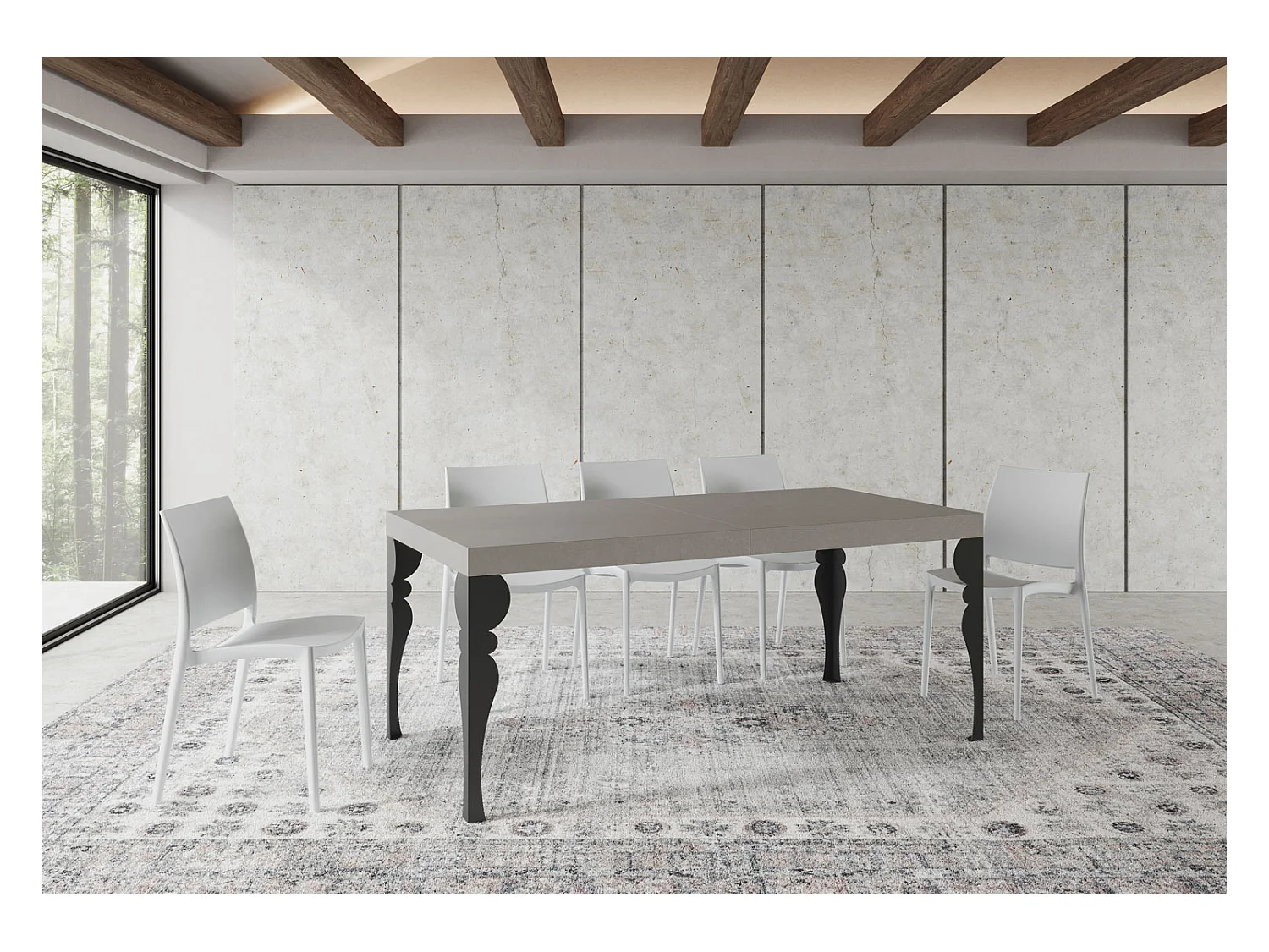 Table extensible 90x180/284 cm Paxon cachemire pieds anthracite