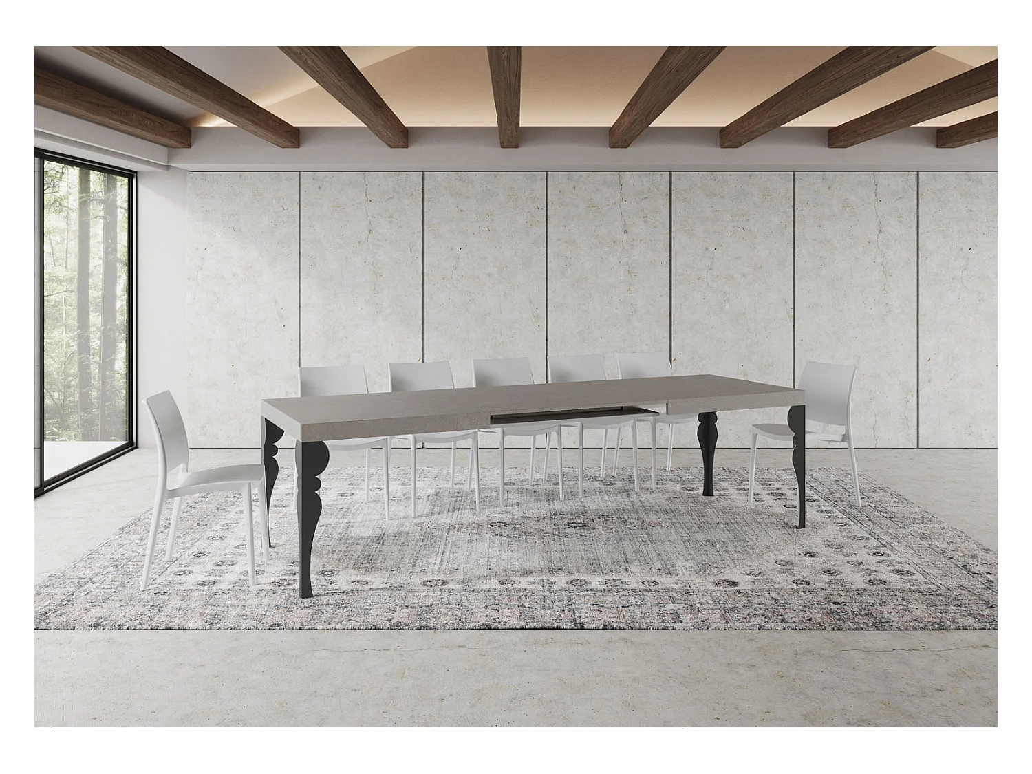 Table extensible 90x180/284 cm Paxon cachemire pieds anthracite