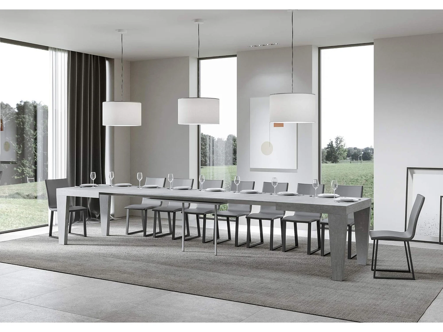 Uitschuifbare tafel 140/400x90 cm Spimbo cement