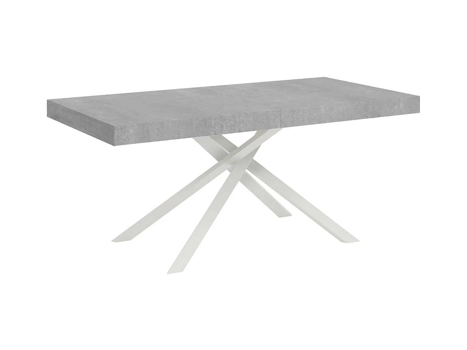 Table extensible 90x200/460cm Karida gris béton pieds blancs