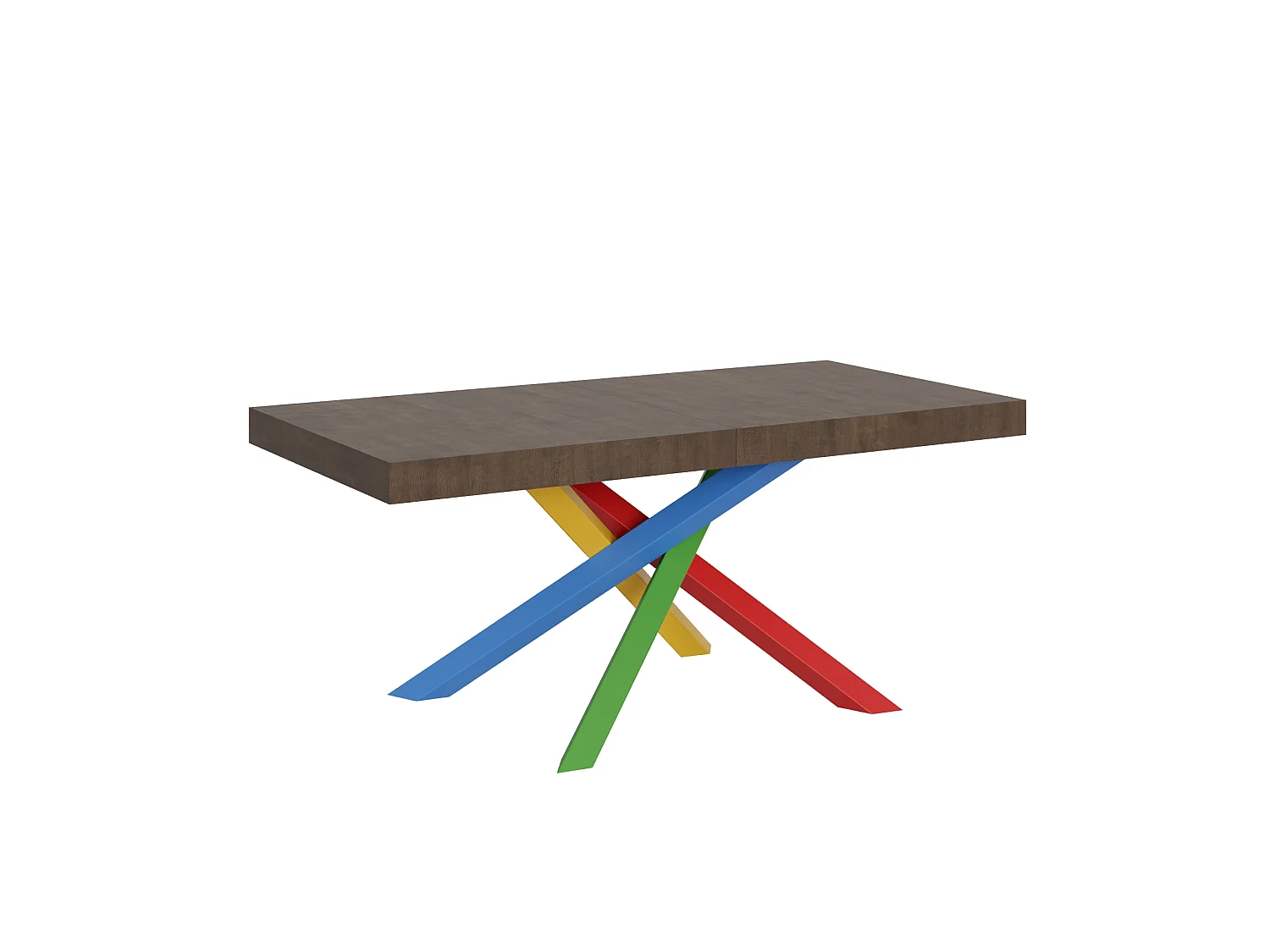 Extendable table 200/304x90 cm Volantis walnut multicoloured legs 4/B