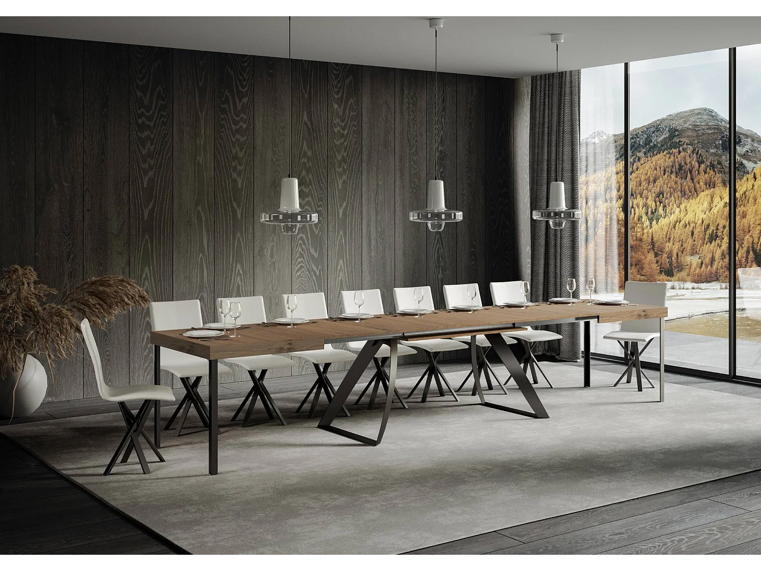 Table extensible 90x200/460 cm Proxy Chêne Nature cadre Anthracite