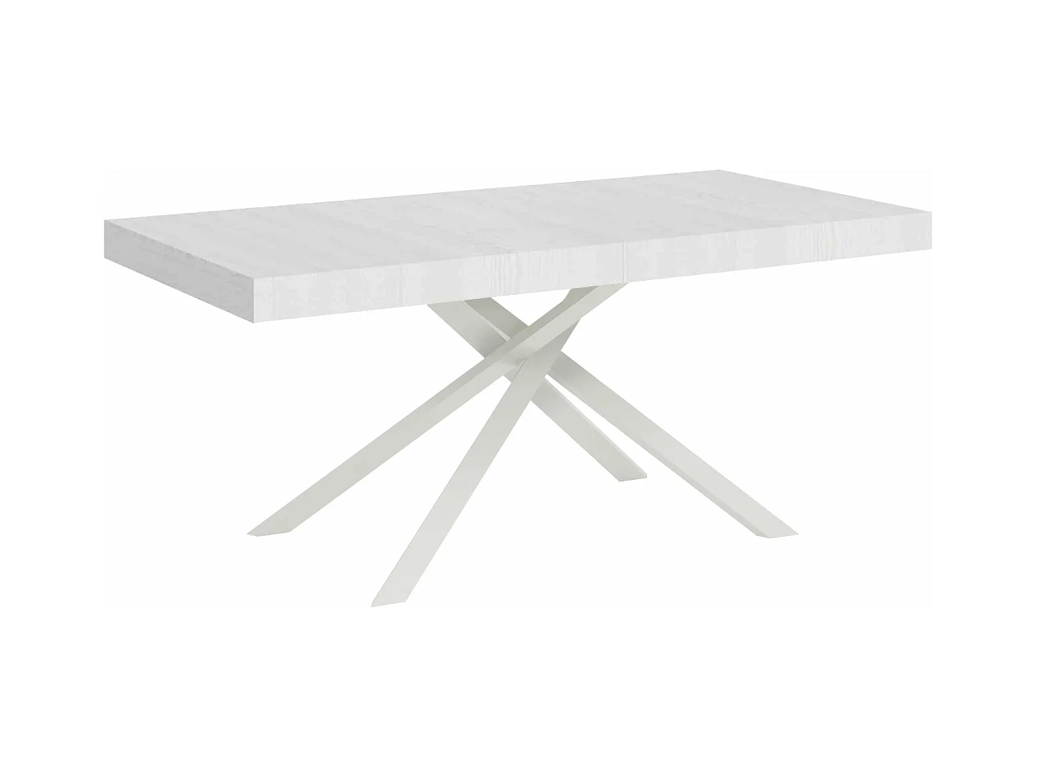 Table extensible 90x200/304cm Karida frêne blanc pieds blancs