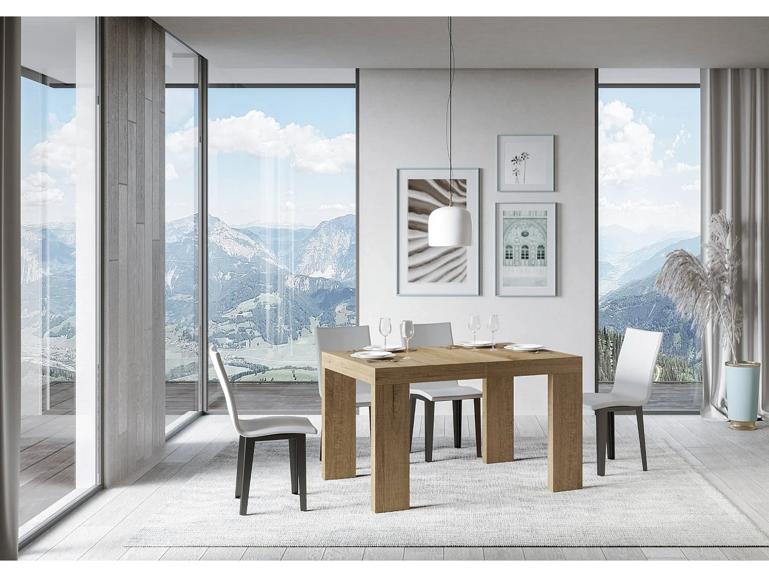 Extendable table 140/400x90 cm Roxell natural oak