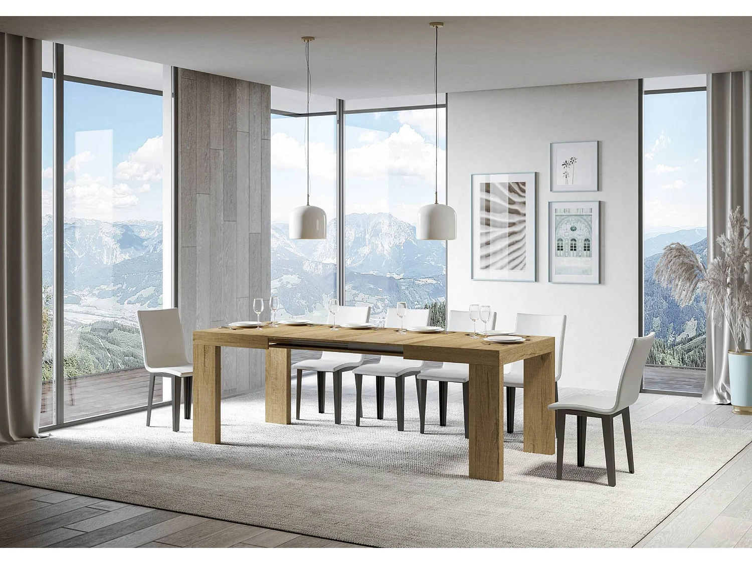 Extendable table 140/400x90 cm Roxell natural oak