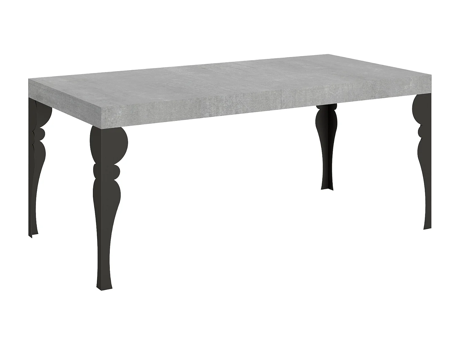 Table extensible 90x200/304 cm Paxon Gris Béton cadre Anthracite
