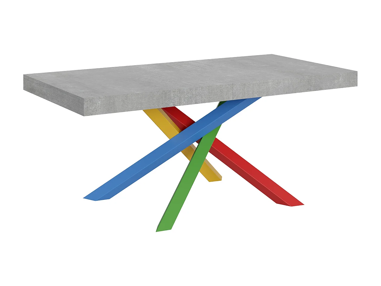 Mesa extensible 200/460x90 cm Volantis cemento patas multicolor 4/B