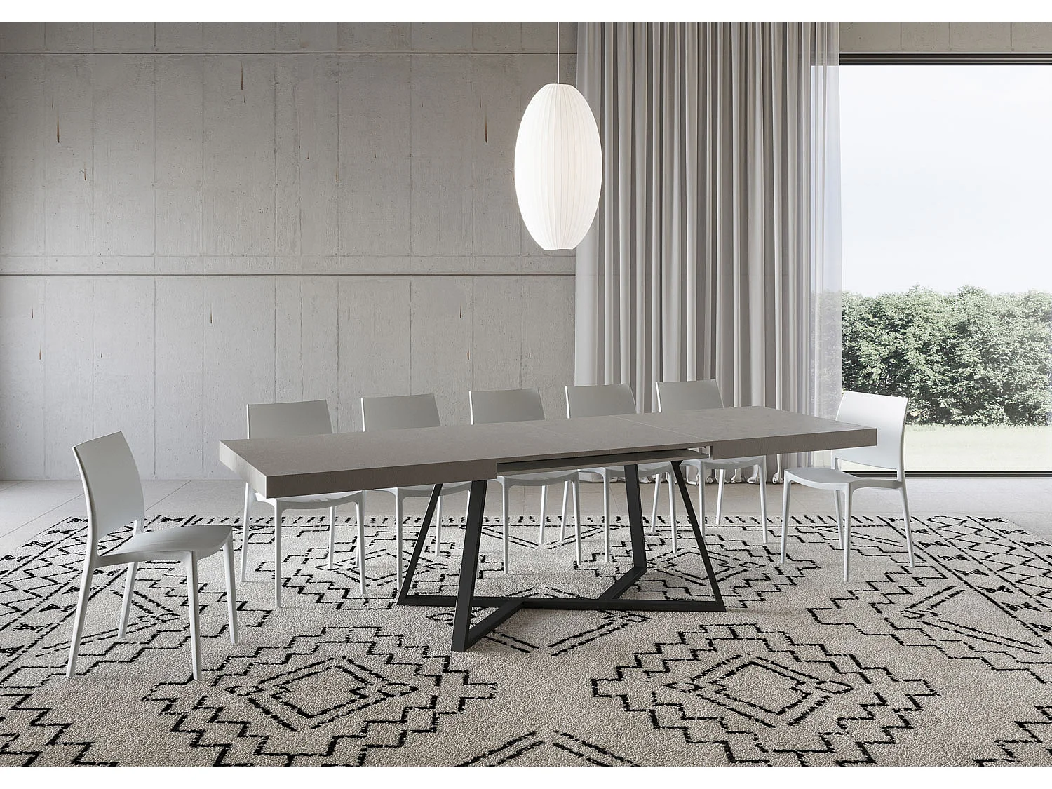 Table extensible 90x200/460 cm Booster cachemire pieds anthracite