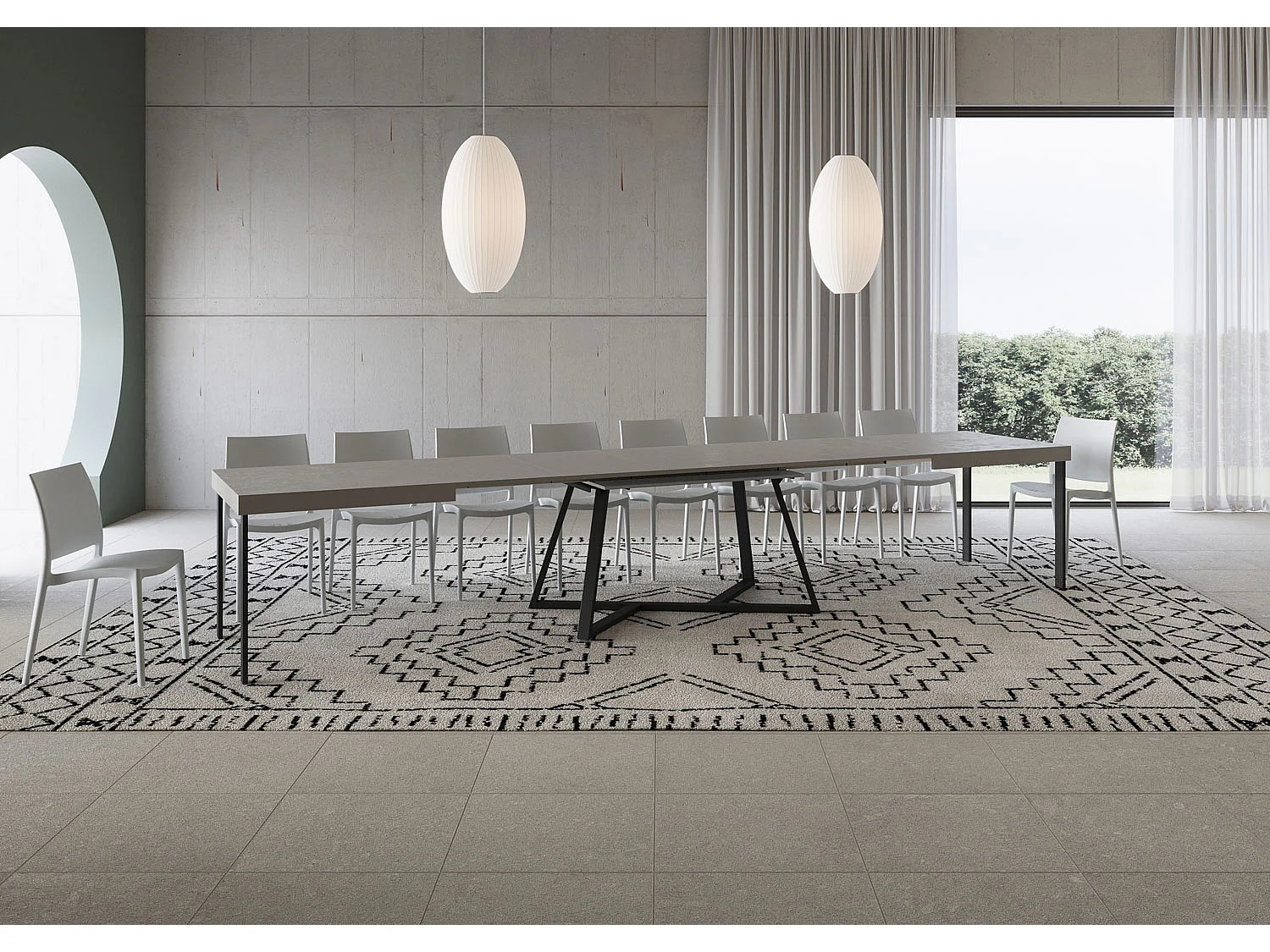 Table extensible 90x200/460 cm Booster cachemire pieds anthracite