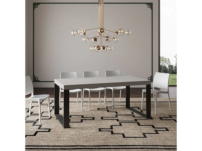 Ausziehtisch 200/304x90 cm Tecno Kaschmir anthrazit Beine