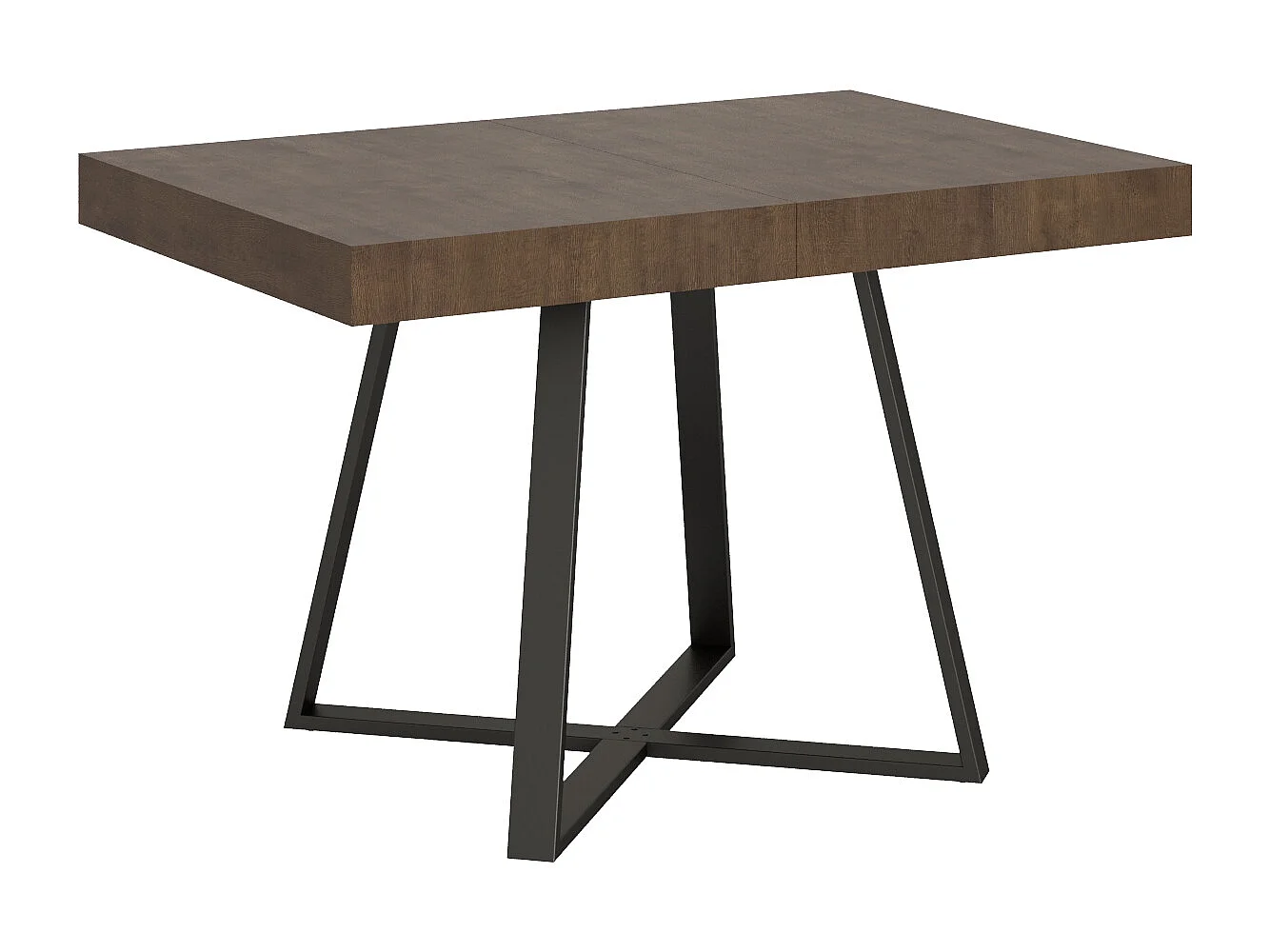 Table extensible 120/204x80 cm Abbraccio effet bois, noyer pieds anthracite