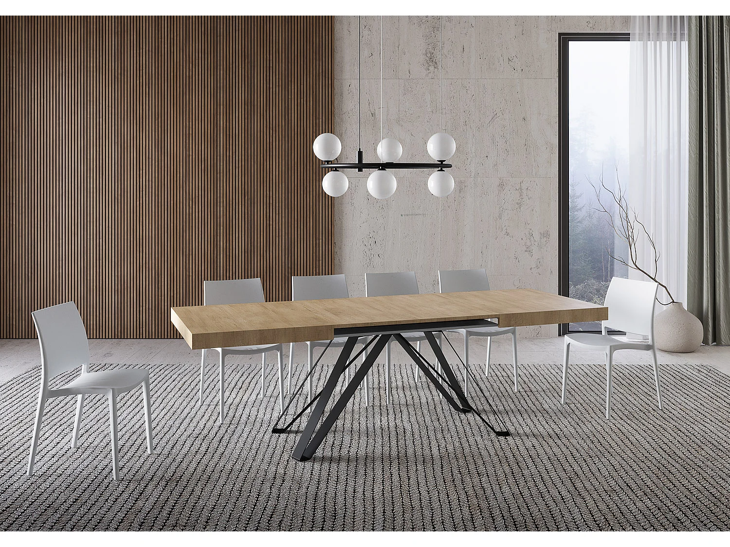 Uitschuifbare tafel 90x160/264 cm Terium natuur eiken frame antraciet