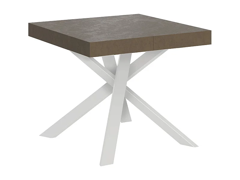 Ausziehbarer Tisch 90/194x90 cm Clerk taubengrau mit weißen Beinen