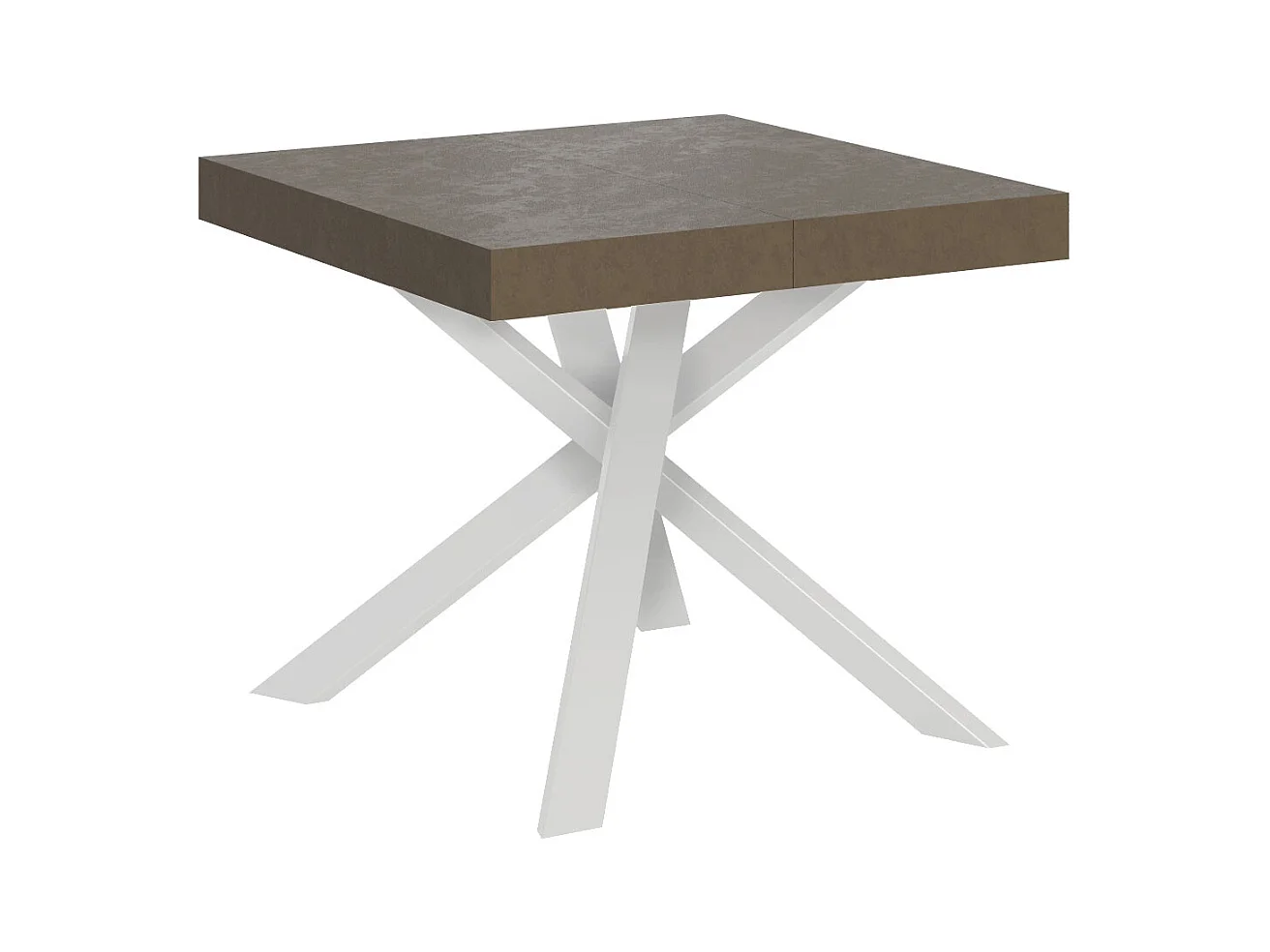 Ausziehbarer Tisch 90/194x90 cm Clerk taubengrau mit weißen Beinen