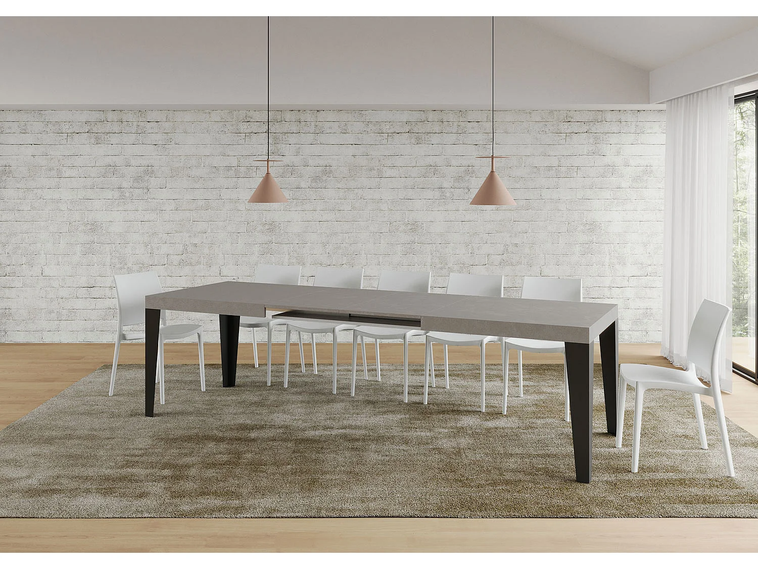 Itamoby Tavolo allungabile 90x200/460 cm Flame cashmere gambe antracite