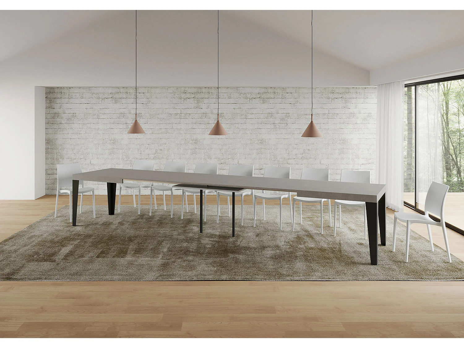 Itamoby Tavolo allungabile 90x200/460 cm Flame cashmere gambe antracite