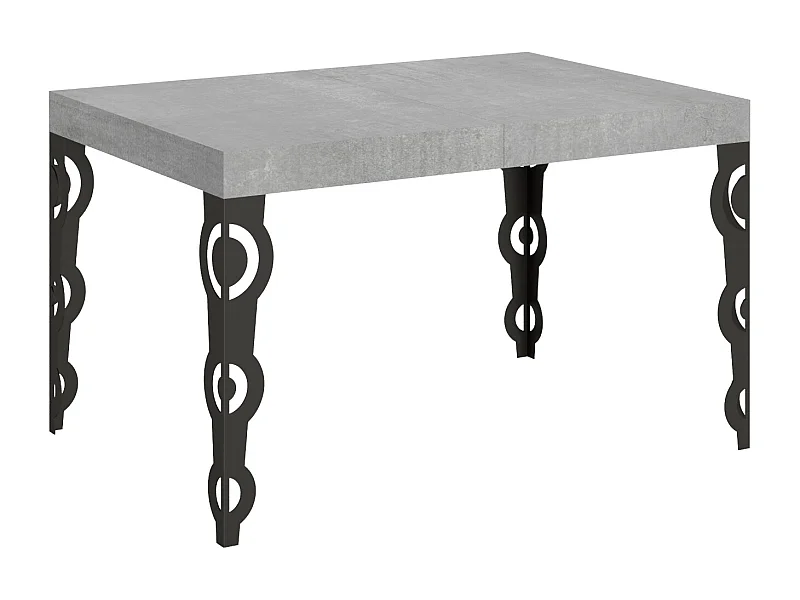 Uitschuifbare tafel 140/224x80cm Karamay cement met antraciete poten