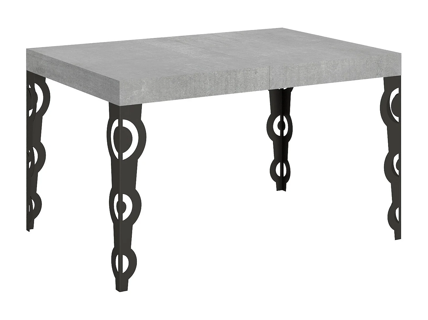 Table extensible 80x140/224 cm Karamay Gris Béton cadre Anthracite