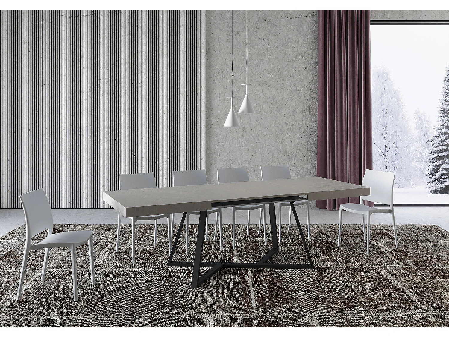 Tavolo allungabile 90x160/420 cm Booster cashmere gambe antracite