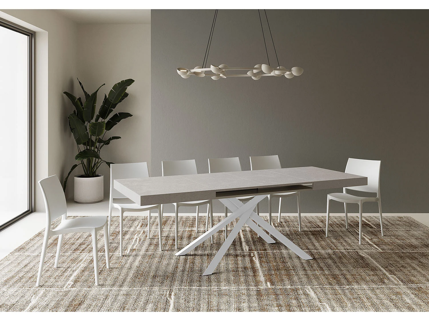 Table extensible 90x120/380 cm Karida cachemire pieds blancs