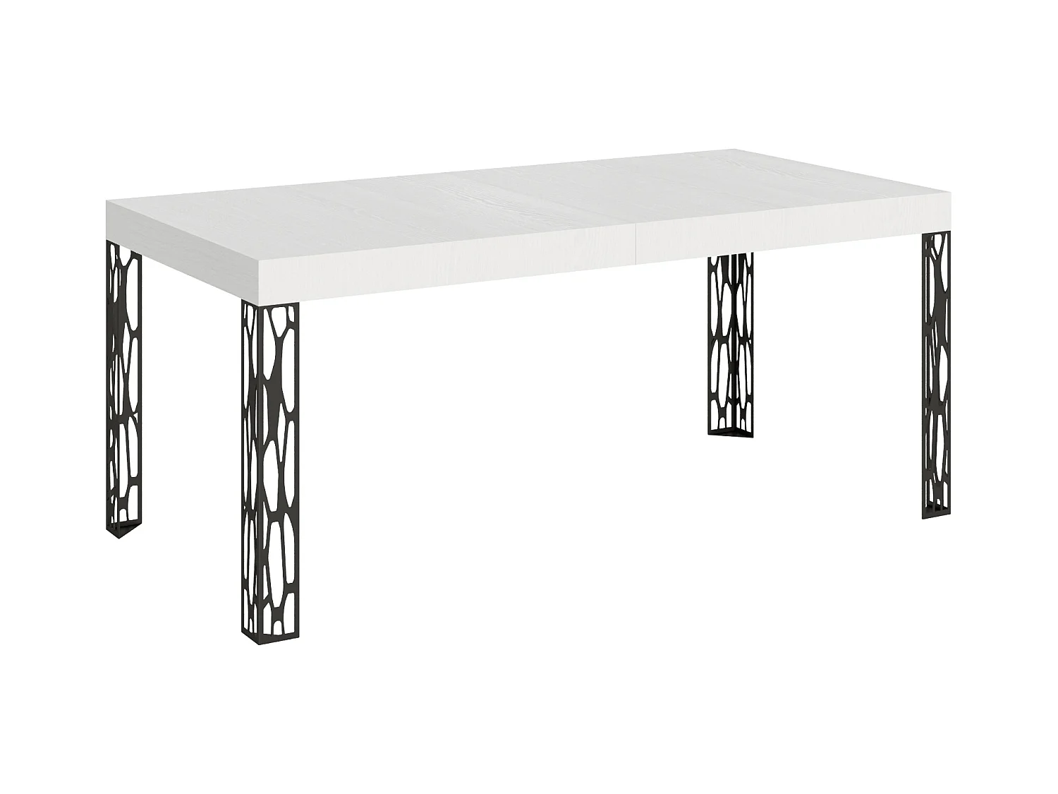 Table extensible 90x200/304 cm Ghibli Frêne Blanc cadre Anthracite