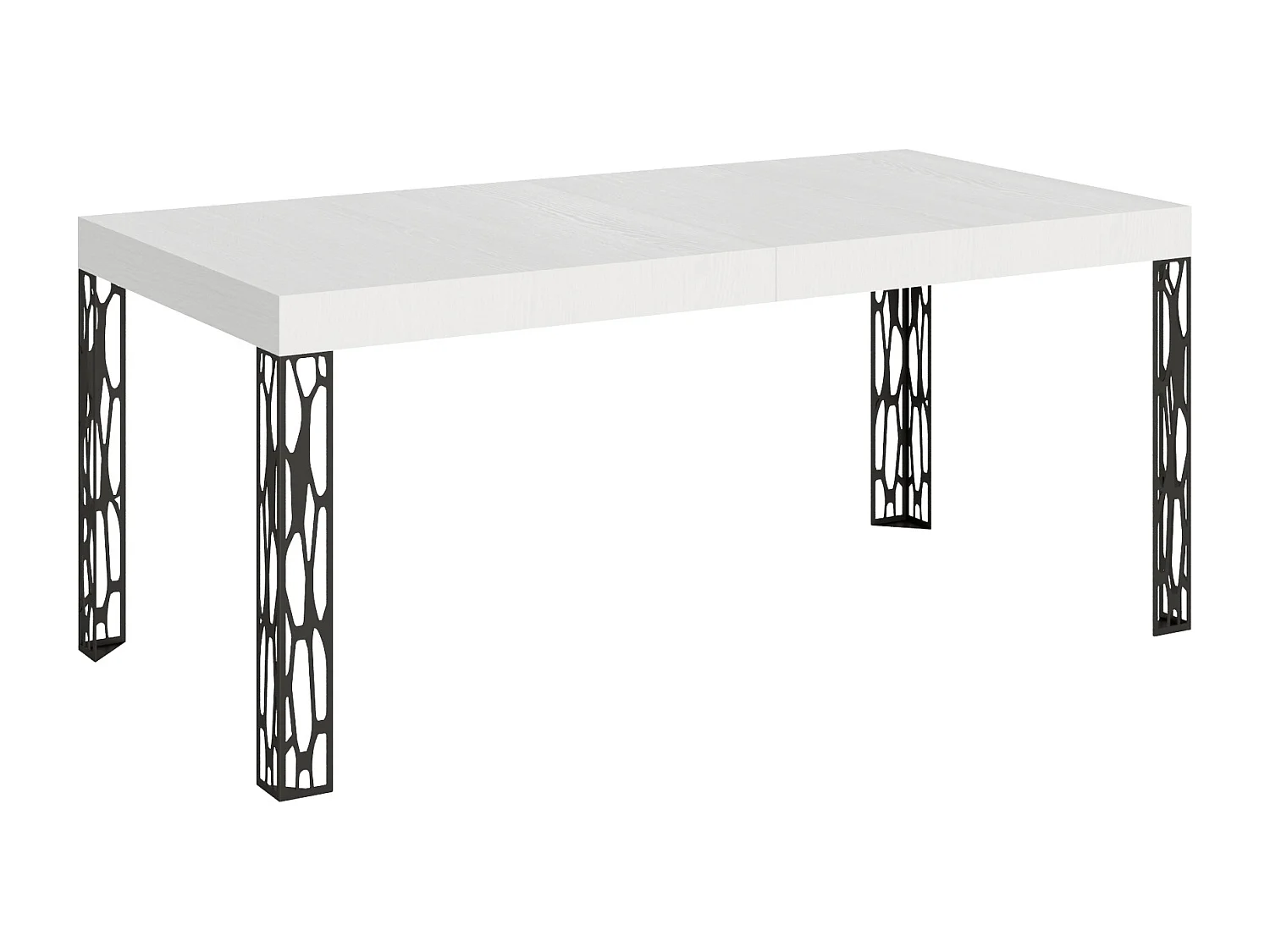 Ausziehtisch 90x200/304 cm Ghibli Esche weiß mit Eisenrahmen aus Anthrazit
