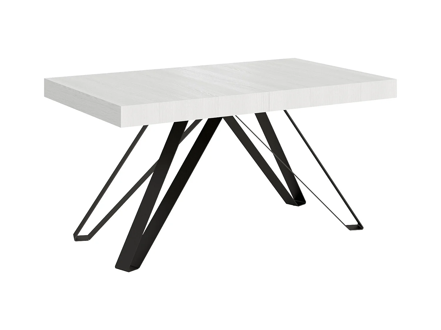 Table extensible 90x160/420 cm Terium frêne blanc pieds anthracite