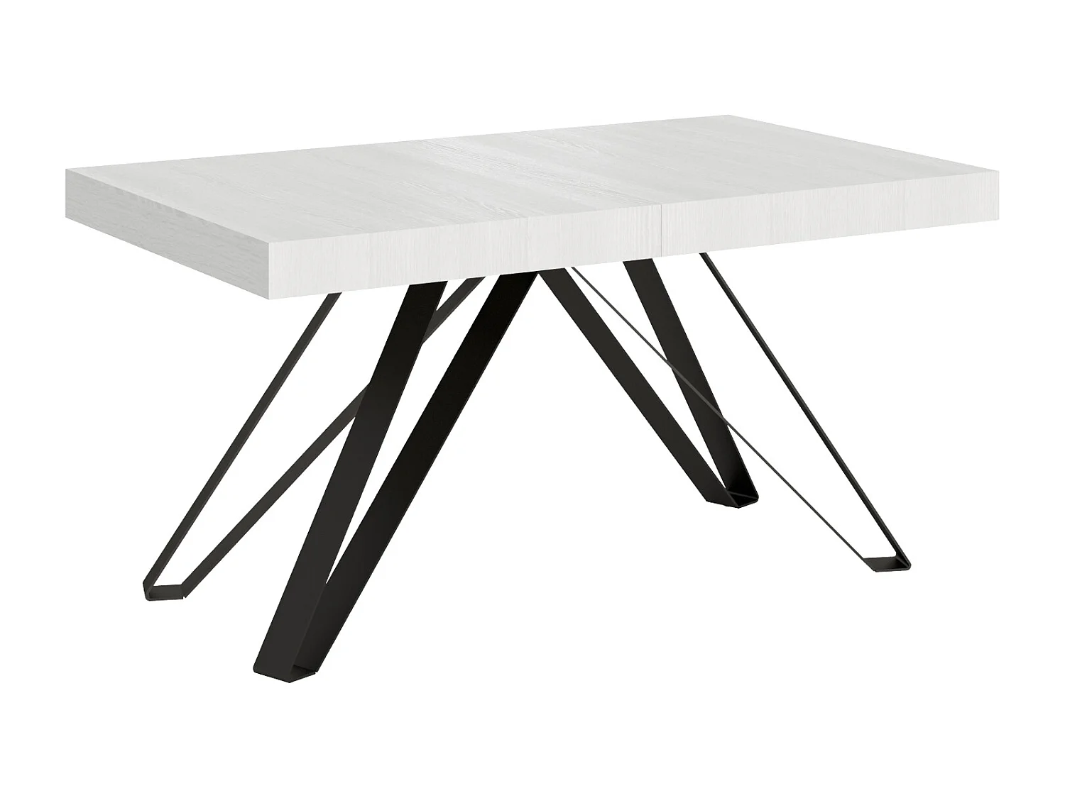 Table extensible 160/420X90 cm Terium effet bois, frêne blanc pieds anthracite