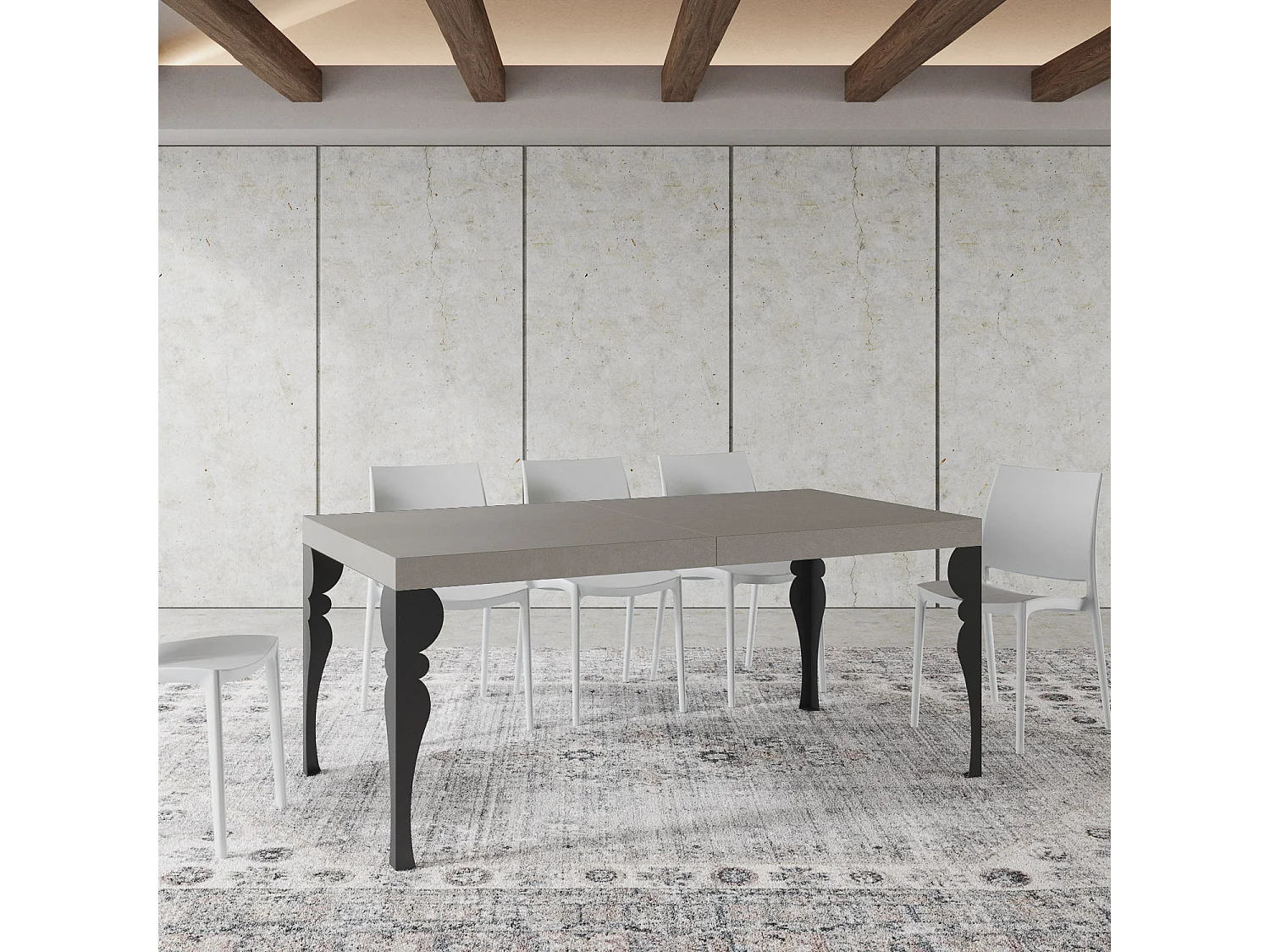 Mesa extensível Paxon Cashmere 200/460x90 cm com pernas antracite