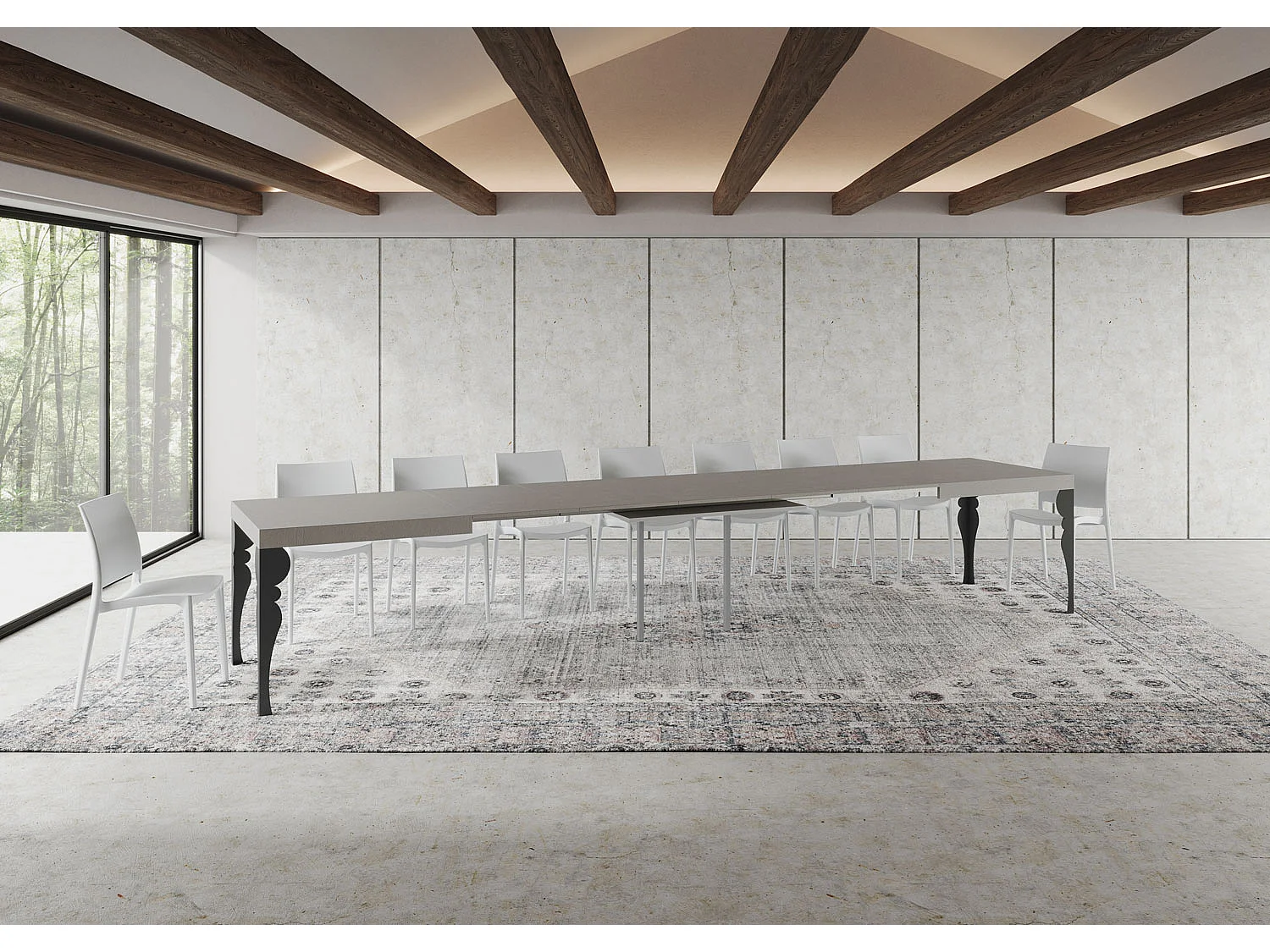 Mesa extensível Paxon Cashmere 200/460x90 cm com pernas antracite