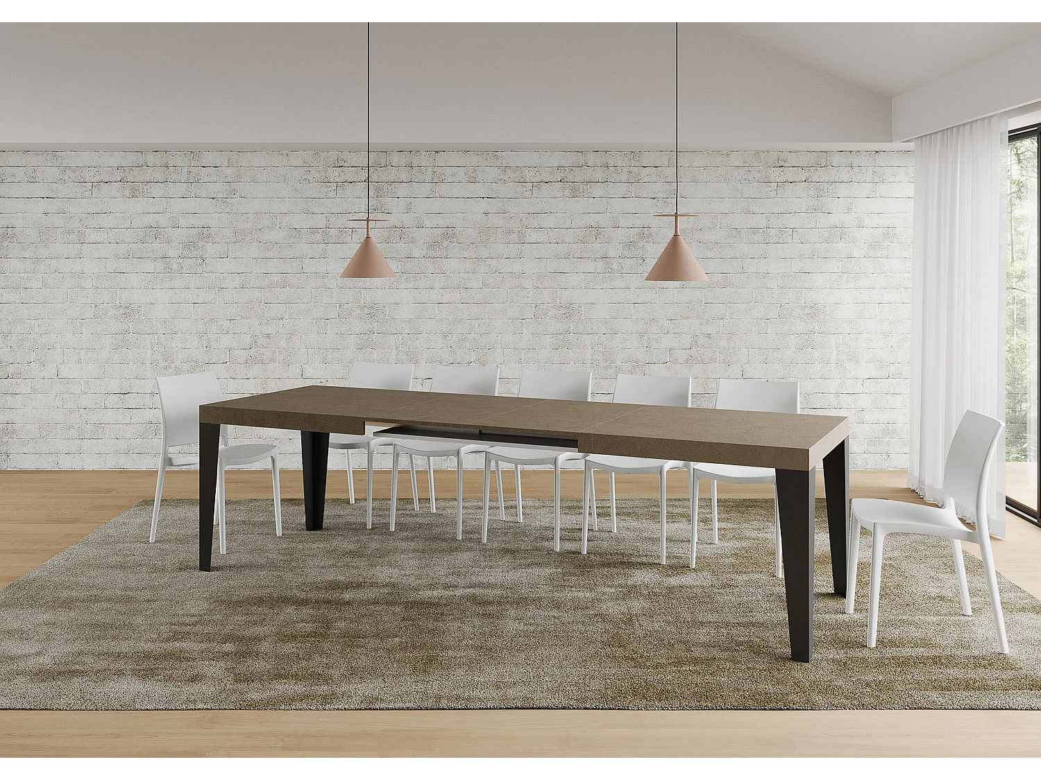 Table extensible 180/284x90 cm Flame taupe pieds anthracite