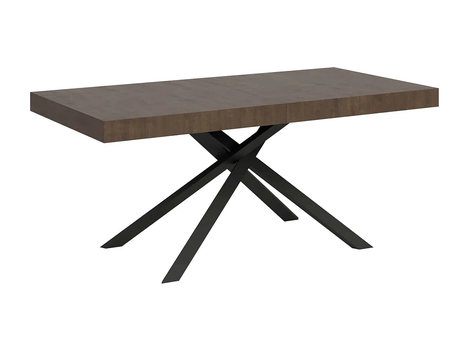 Table extensible 200/304x90 cm Karida effet bois, noyer pieds anthracite