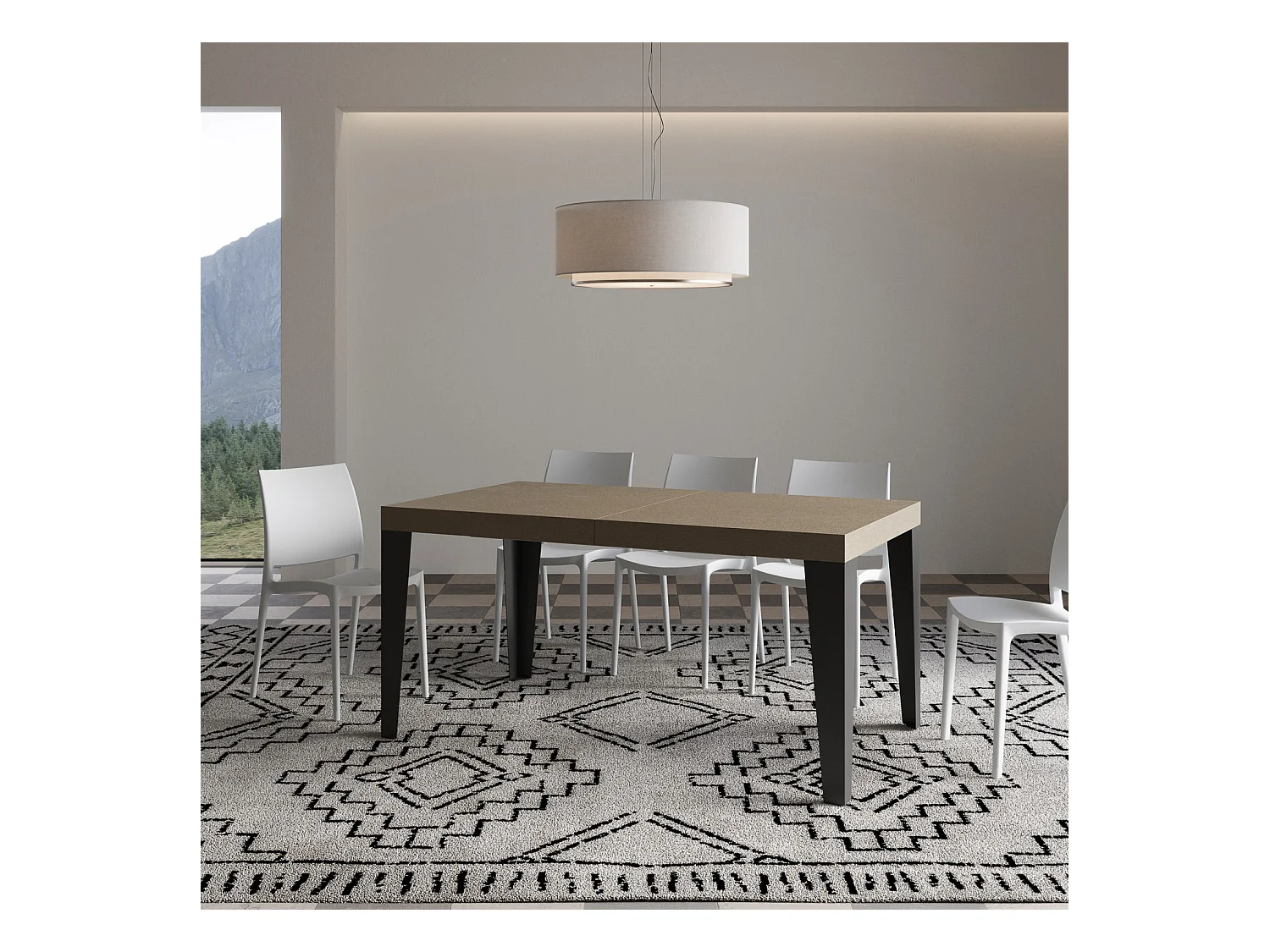 Table extensible 90x160/264 cm Flame taupe pieds anthracite