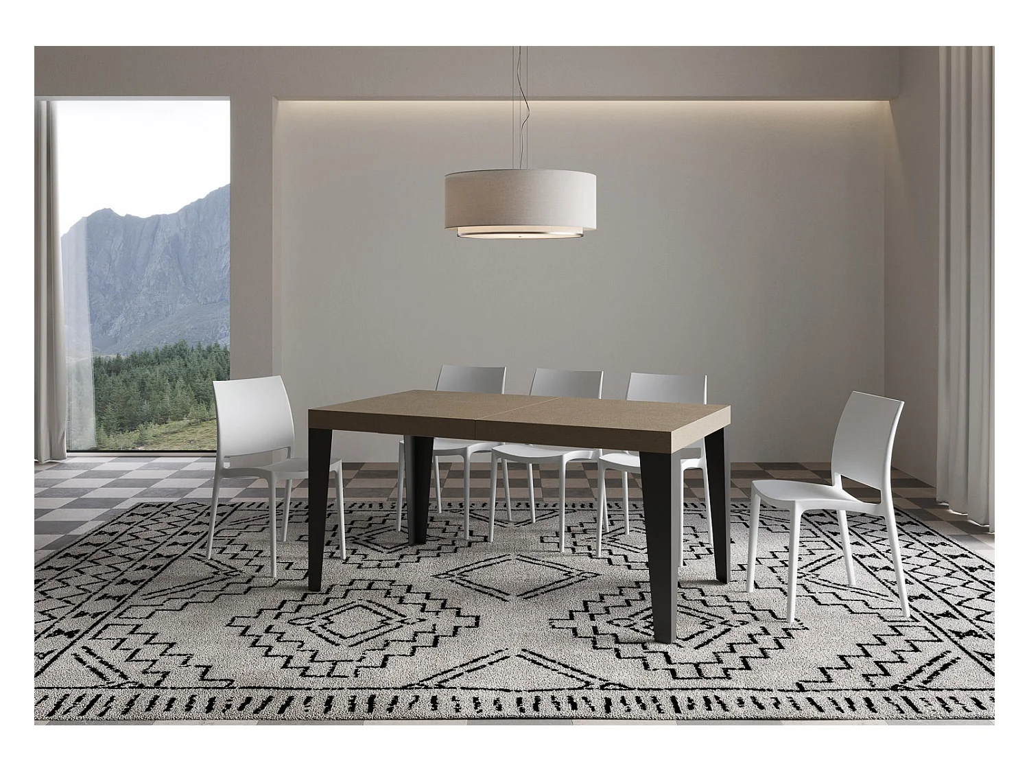 Table extensible 90x160/264 cm Flame taupe pieds anthracite