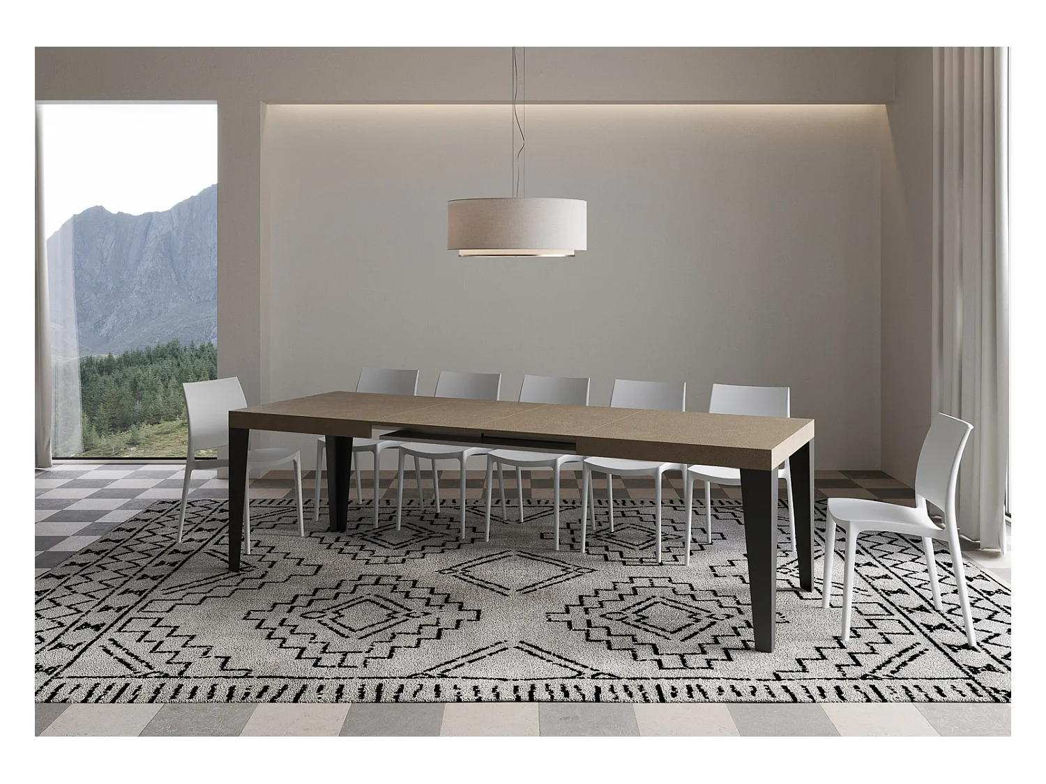 Table extensible 90x160/264 cm Flame taupe pieds anthracite