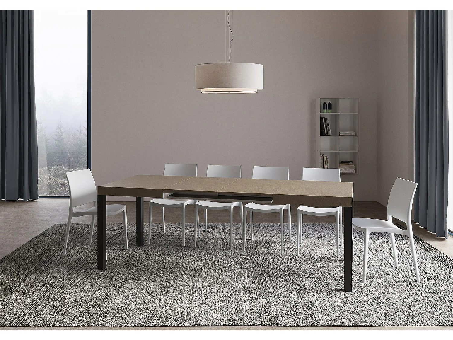 Stół rozkładany Everyday 120/204x80 cm, gołębia szarość, nogi antracytowe