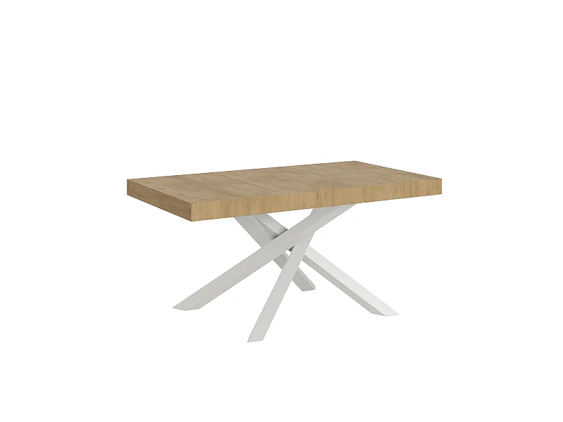 Table extensible 200/304x90 cm Volantis chêne nature pieds blancs