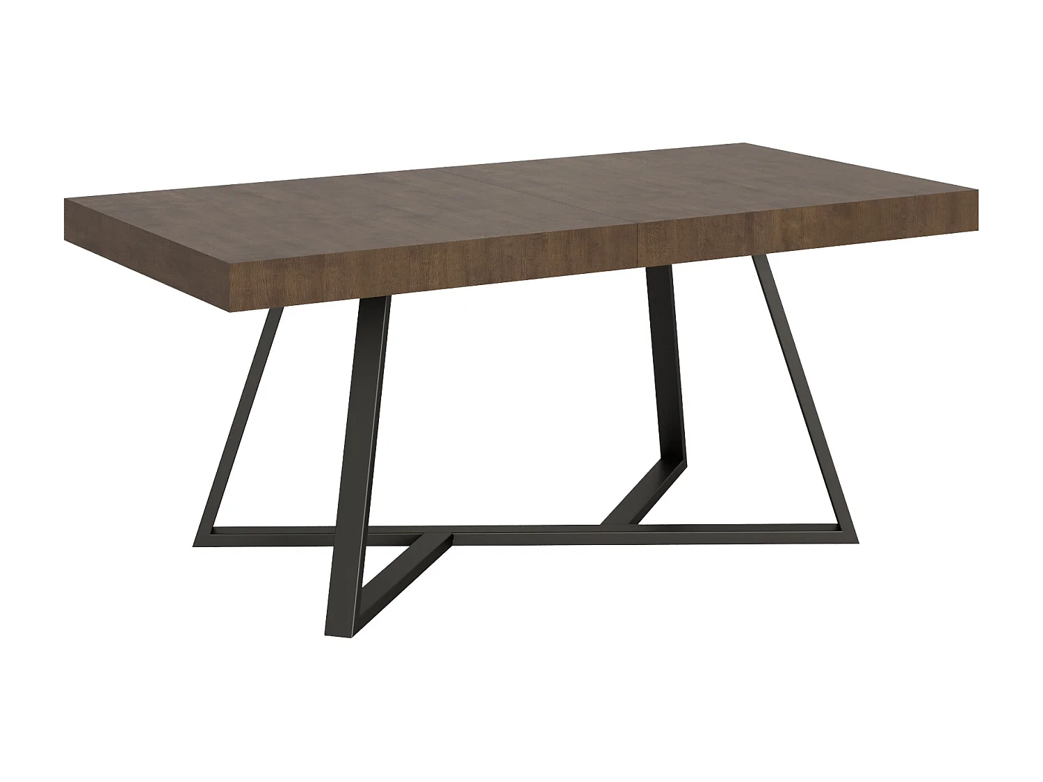 Table extensible 200/460x90 cm Booster effet bois, noyer pieds anthracite