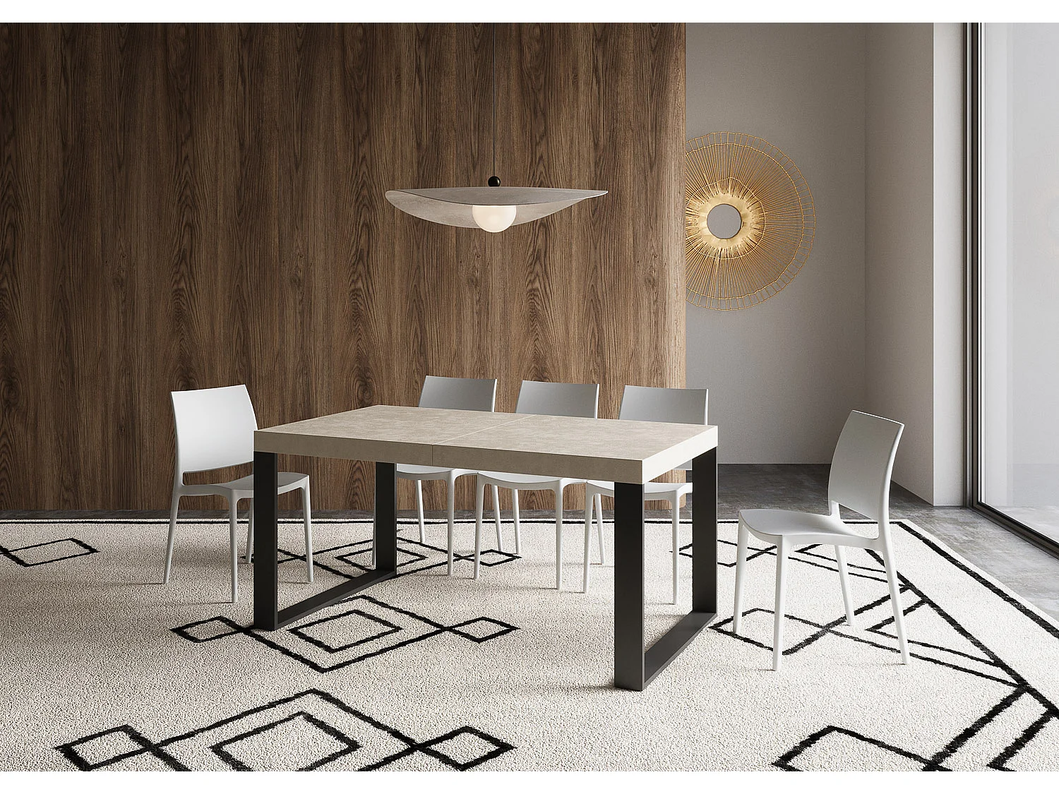 Table extensible 160/420x90 cm Tecno cachemire pieds anthracite