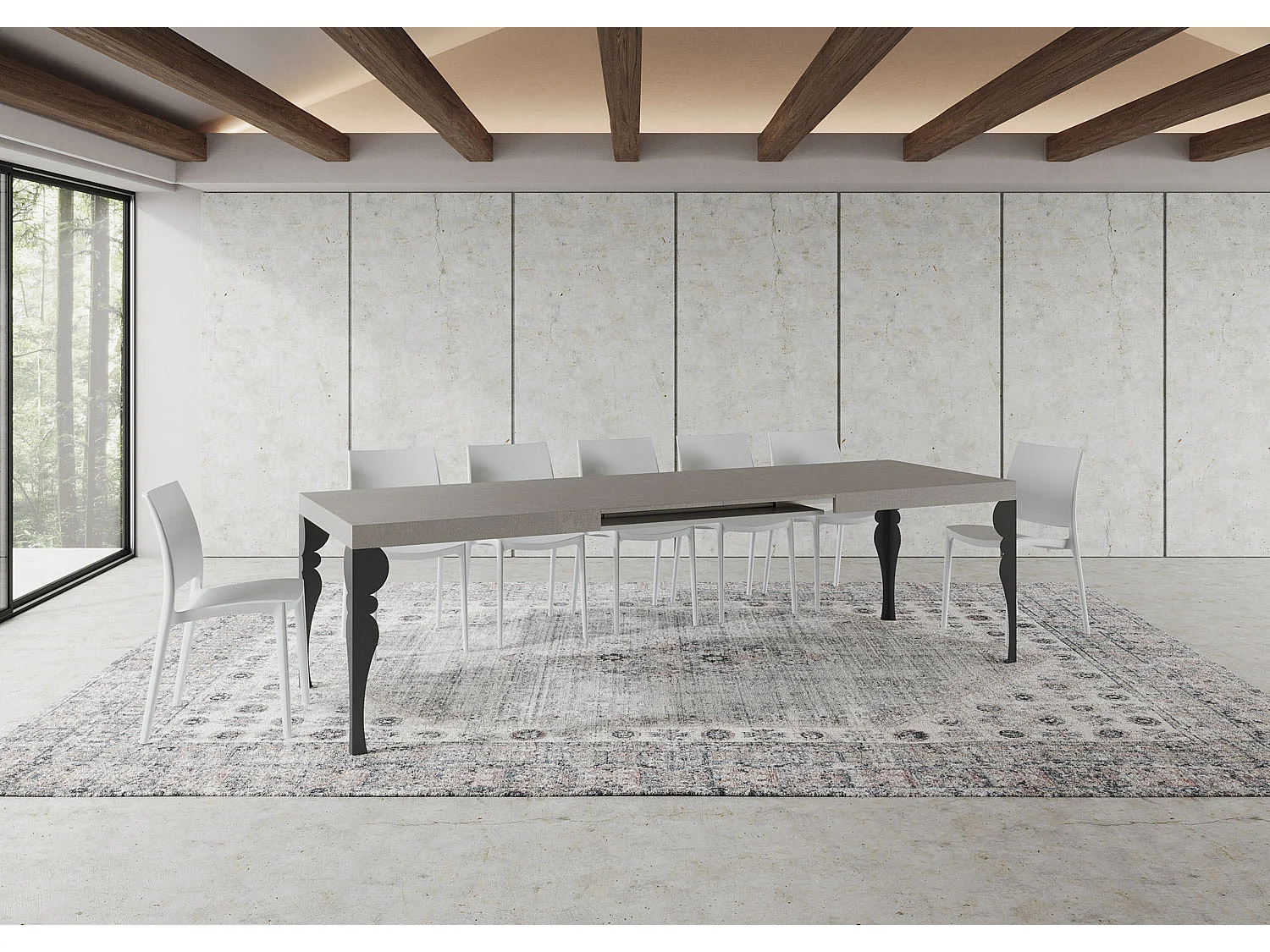 Mesa extensible 90x180/440 cm Paxon cachemira patas antracita