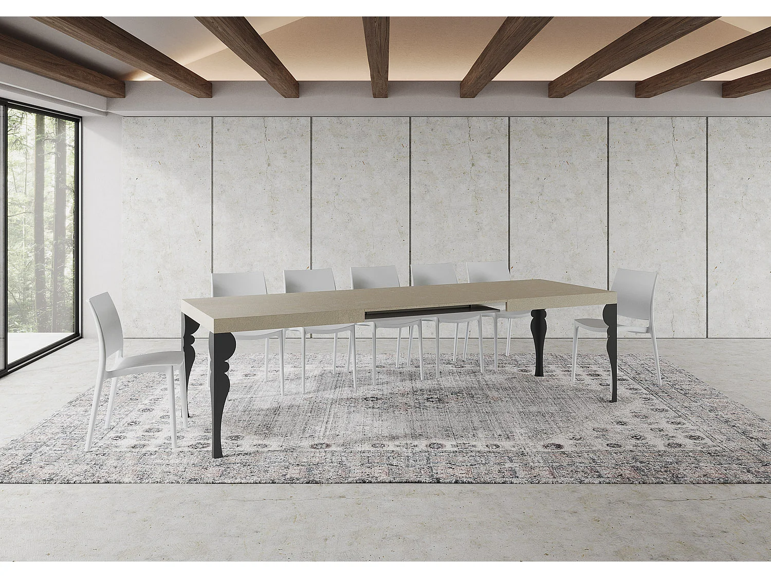 Table extensible 180/440x90 cm Paxon cachemire pieds anthracite