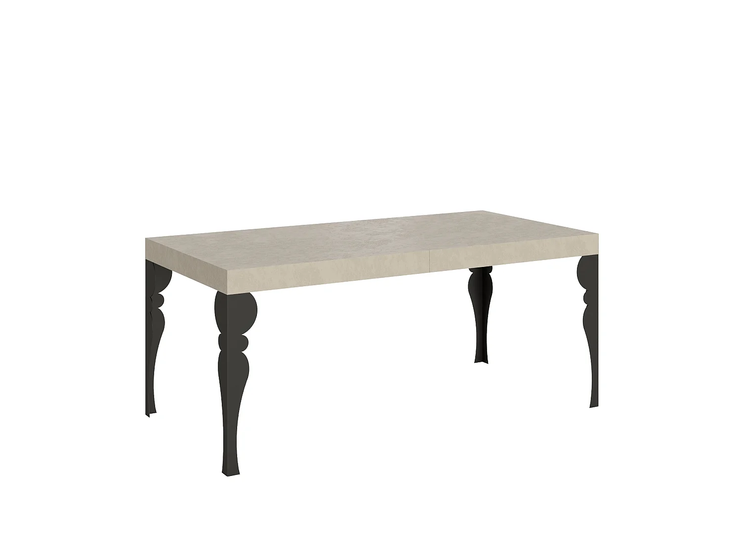 Uitschuifbare tafel 180/440x90 cm Paxon kasjmier met antraciete poten
