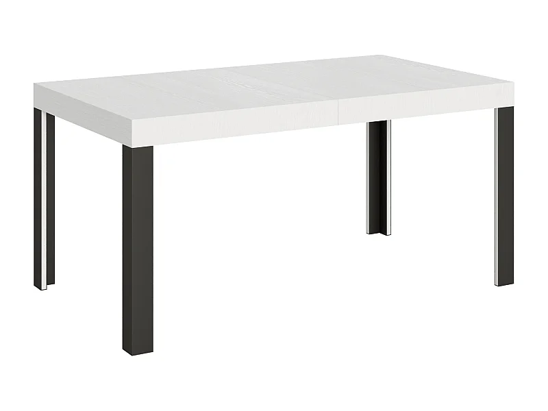 Table extensible 80x160/244 cm Linea Frêne Blanc cadre Anthracite