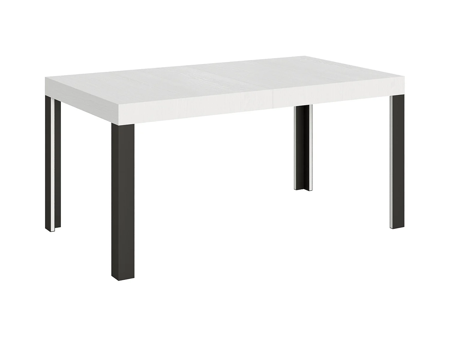 Table extensible 80x160/244 cm Linea Frêne Blanc cadre Anthracite